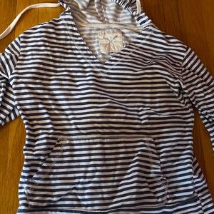 navy blue and white striped sweatshirt- womens medium